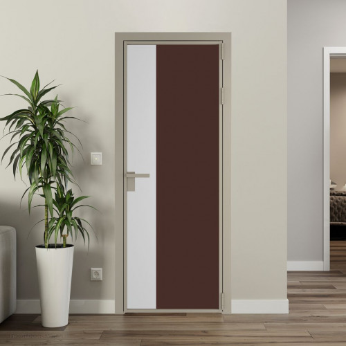 Межкомнатная дверь ProfilDoors 7 AG стекло Монохром шоколад триплекс цвет профиля Никель матовый вставка Крем Вайт