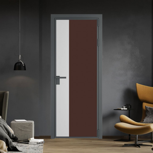 Межкомнатная дверь ProfilDoors 7 AG стекло Монохром шоколад триплекс цвет профиля Серая ночь вставка Крем Вайт