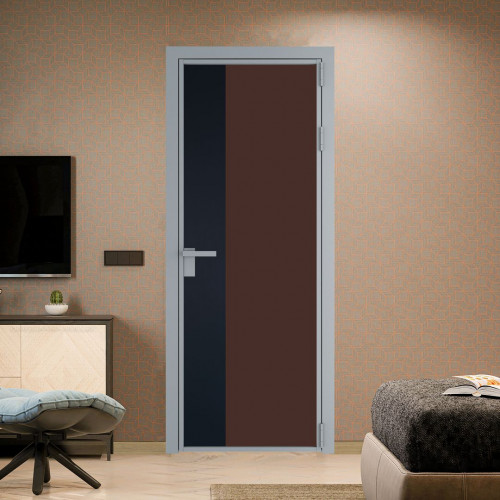Межкомнатная дверь ProfilDoors 7 AG стекло Монохром шоколад триплекс цвет профиля Серебро вставка Нэви Блу