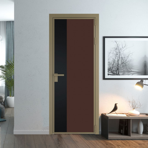 Межкомнатная дверь ProfilDoors 7 AG стекло Монохром шоколад триплекс цвет профиля Шампань вставка Блэк