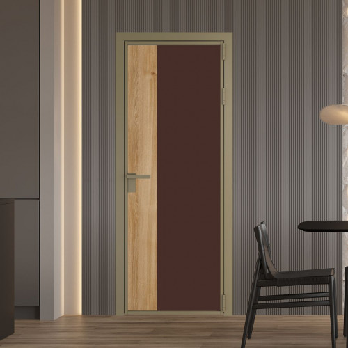 Межкомнатная дверь ProfilDoors 7 AG стекло Монохром шоколад триплекс цвет профиля Шампань вставка Дуб Карамель