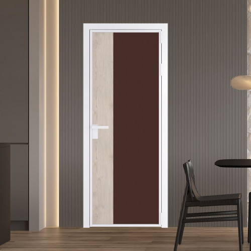 Межкомнатная дверь ProfilDoors 7 AG стекло Монохром шоколад триплекс цвет профиля Вайт вставка Каштан светлый