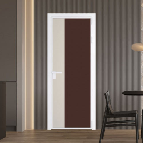Межкомнатная дверь ProfilDoors 7 AG стекло Монохром шоколад триплекс цвет профиля Вайт вставка Кремовая Магнолия