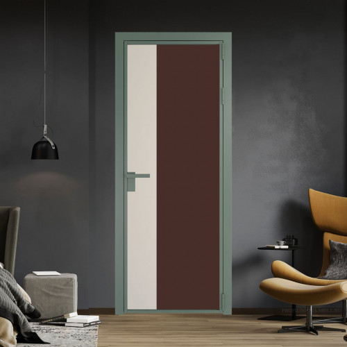 Межкомнатная дверь ProfilDoors 7 AG стекло Монохром шоколад триплекс цвет профиля Зеленый воск вставка Кремовая Магнолия