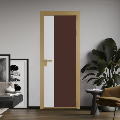 Межкомнатная дверь ProfilDoors 7 AG стекло Монохром шоколад триплекс цвет профиля Золото вставка Крем Вайт
