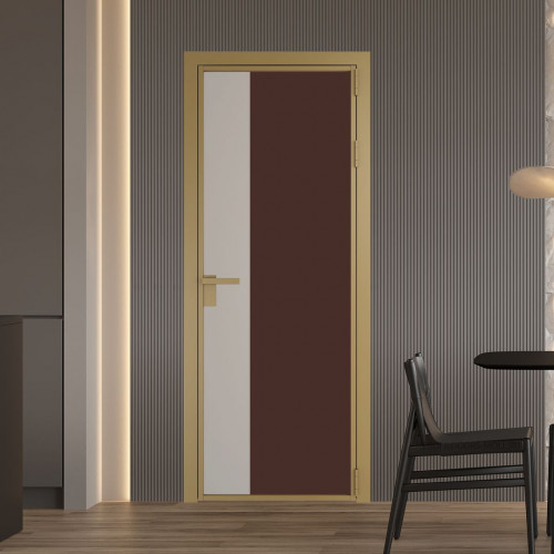 Межкомнатная дверь ProfilDoors 7 AG стекло Монохром шоколад триплекс цвет профиля Золото вставка Сэнд