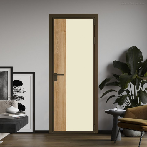 Межкомнатная дверь ProfilDoors 7 AG стекло Монохром жемчуг триплекс цвет профиля Деорэ вставка Дуб Карамель