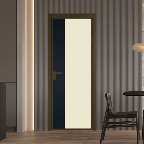 Межкомнатная дверь ProfilDoors 7 AG стекло Монохром жемчуг триплекс цвет профиля Деорэ вставка Нэви Блу