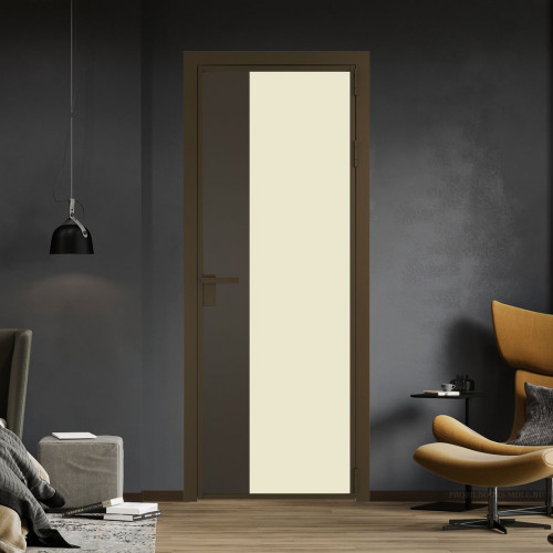 Межкомнатная дверь ProfilDoors 7 AG стекло Монохром жемчуг триплекс цвет профиля Деорэ вставка Перламутр бронза