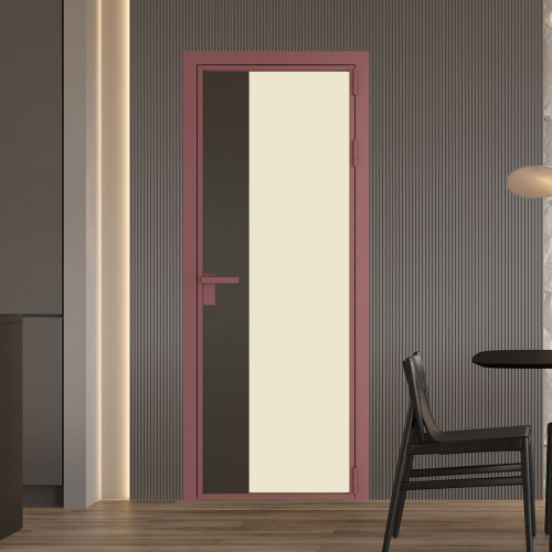 Межкомнатная дверь ProfilDoors 7 AG стекло Монохром жемчуг триплекс цвет профиля Красный антрацит вставка Перламутр бронза