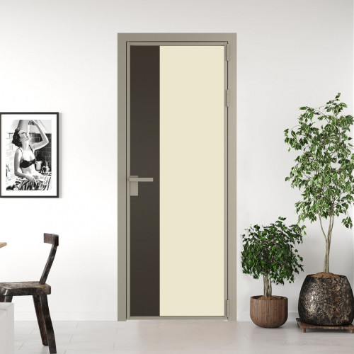 Межкомнатная дверь ProfilDoors 7 AG стекло Монохром жемчуг триплекс цвет профиля Никель матовый вставка Перламутр бронза