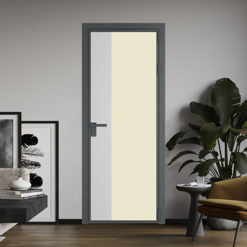 Межкомнатная дверь ProfilDoors 7 AG стекло Монохром жемчуг триплекс цвет профиля Серая ночь вставка Крем Вайт