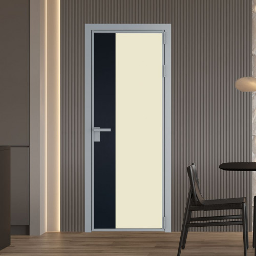 Межкомнатная дверь ProfilDoors 7 AG стекло Монохром жемчуг триплекс цвет профиля Серебро вставка Нэви Блу