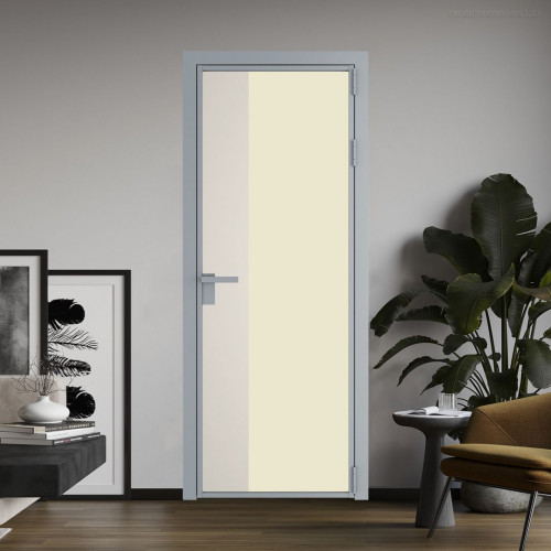 Межкомнатная дверь ProfilDoors 7 AG стекло Монохром жемчуг триплекс цвет профиля Серебро вставка Перламутр белый