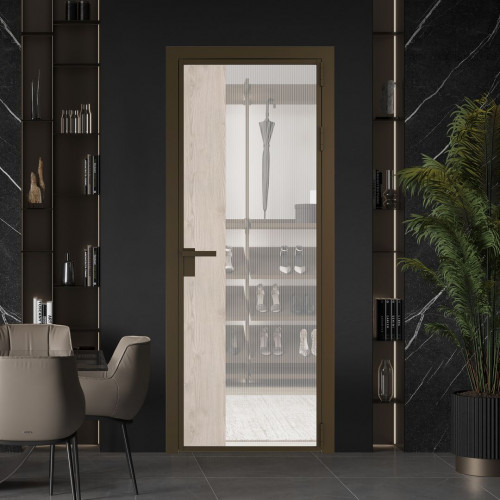 Межкомнатная дверь ProfilDoors 7 AG стекло Мору двухстороннее белое цвет профиля Деорэ вставка Каштан светлый