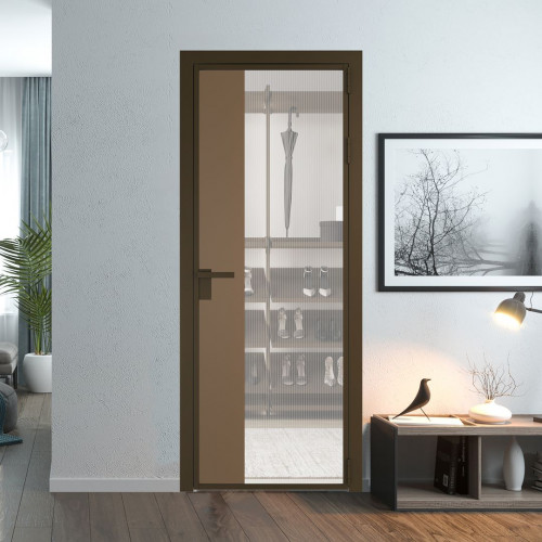Межкомнатная дверь ProfilDoors 7 AG стекло Мору двухстороннее белое цвет профиля Деорэ вставка Перламутр золото