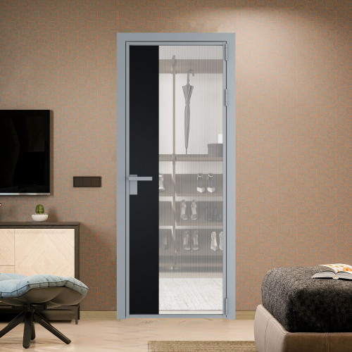 Межкомнатная дверь ProfilDoors 7 AG стекло Мору двухстороннее белое цвет профиля Серебро вставка Блэк