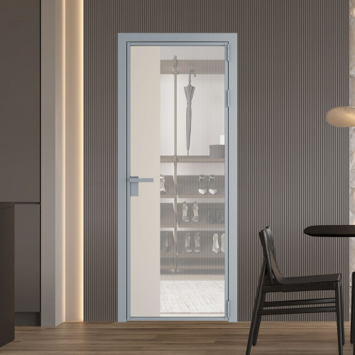 Межкомнатная дверь ProfilDoors 7 AG стекло Мору двухстороннее белое цвет профиля Серебро вставка Кремовая Магнолия
