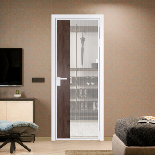 Межкомнатная дверь ProfilDoors 7 AG стекло Мору двухстороннее белое цвет профиля Вайт вставка Дуб Тобакко