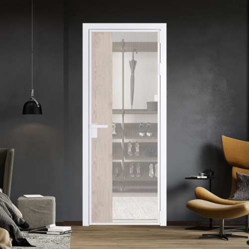 Межкомнатная дверь ProfilDoors 7 AG стекло Мору двухстороннее белое цвет профиля Вайт вставка Каштан светлый