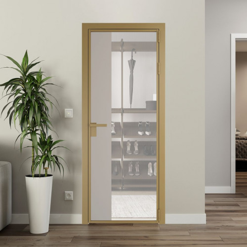 Межкомнатная дверь ProfilDoors 7 AG стекло Мору двухстороннее белое цвет профиля Золото вставка Сэнд
