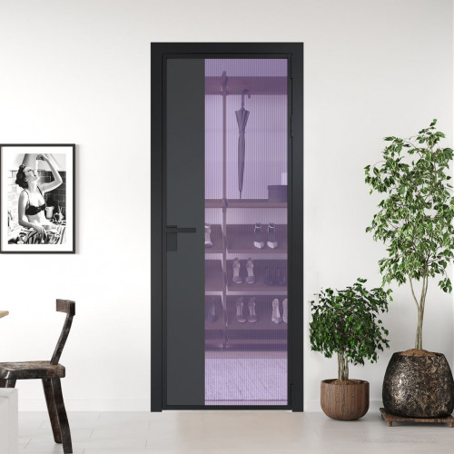 Межкомнатная дверь ProfilDoors 7 AG стекло Мору фиолетовое цвет профиля Черный матовый вставка Графит