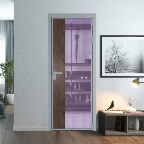 Межкомнатная дверь ProfilDoors 7 AG стекло Мору фиолетовое цвет профиля Серебро вставка Дуб Тобакко