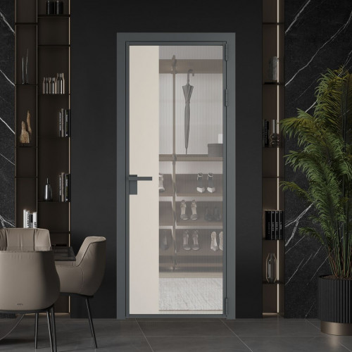 Межкомнатная дверь ProfilDoors 7 AG стекло Мору осветленное цвет профиля Серая ночь вставка Кремовая Магнолия