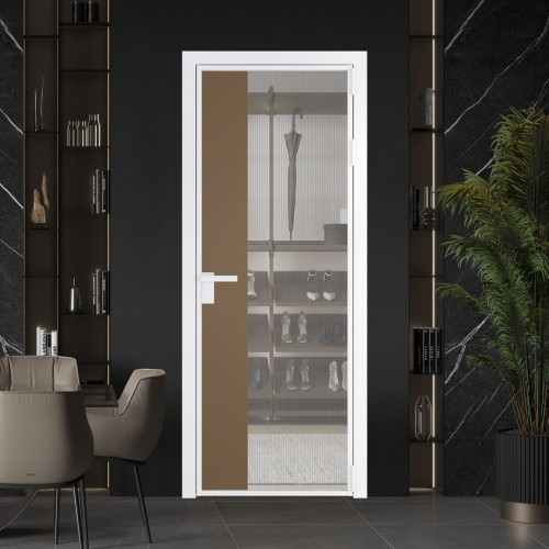 Межкомнатная дверь ProfilDoors 7 AG стекло Мору осветленное цвет профиля Вайт вставка Перламутр золото