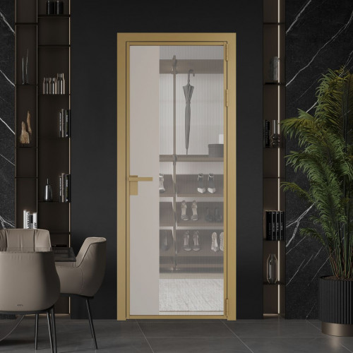 Межкомнатная дверь ProfilDoors 7 AG стекло Мору осветленное цвет профиля Золото вставка Сэнд