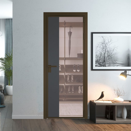 Межкомнатная дверь ProfilDoors 7 AG стекло Мору розовое цвет профиля Деорэ вставка Графит