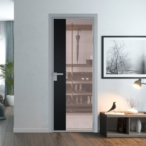 Межкомнатная дверь ProfilDoors 7 AG стекло Мору розовое цвет профиля Серебро вставка Блэк