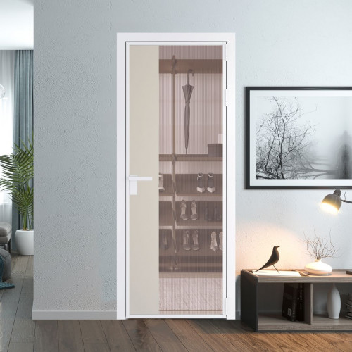 Межкомнатная дверь ProfilDoors 7 AG стекло Мору розовое цвет профиля Вайт вставка Кремовая Магнолия