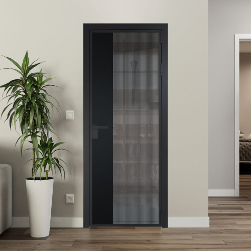 Межкомнатная дверь ProfilDoors 7 AG стекло Мору тонированное цвет профиля Черный матовый вставка Блэк