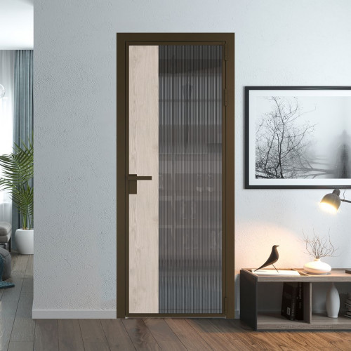 Межкомнатная дверь ProfilDoors 7 AG стекло Мору тонированное цвет профиля Деорэ вставка Каштан светлый