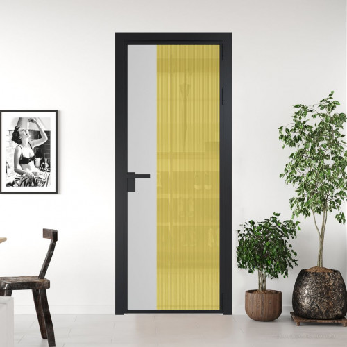 Межкомнатная дверь ProfilDoors 7 AG стекло Мору золото цвет профиля Черный матовый вставка Крем Вайт