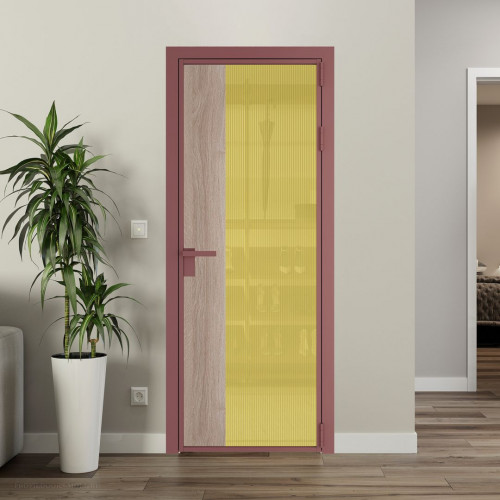 Межкомнатная дверь ProfilDoors 7 AG стекло Мору золото цвет профиля Красный антрацит вставка Дуб Сонома
