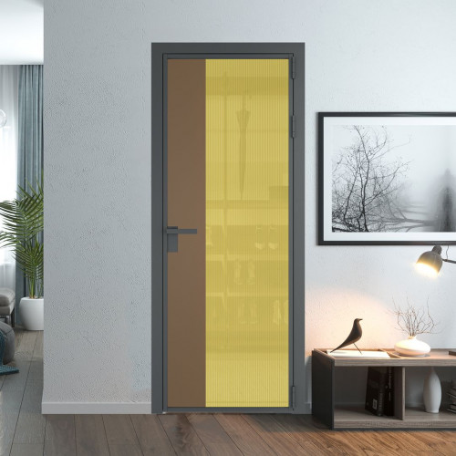 Межкомнатная дверь ProfilDoors 7 AG стекло Мору золото цвет профиля Серая ночь вставка Перламутр золото