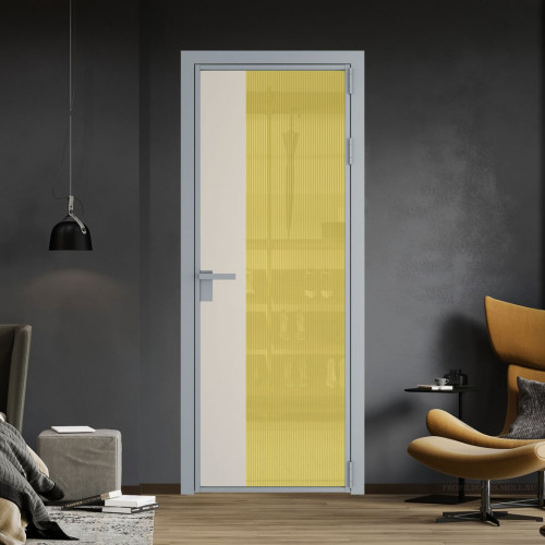 Межкомнатная дверь ProfilDoors 7 AG стекло Мору золото цвет профиля Серебро вставка Кремовая Магнолия