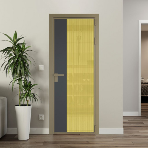 Межкомнатная дверь ProfilDoors 7 AG стекло Мору золото цвет профиля Шампань вставка Графит