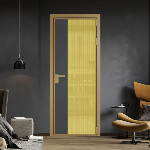 Межкомнатная дверь ProfilDoors 7 AG стекло Мору золото цвет профиля Золото вставка Графит