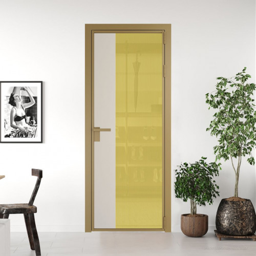 Межкомнатная дверь ProfilDoors 7 AG стекло Мору золото цвет профиля Золото вставка Кремовая Магнолия