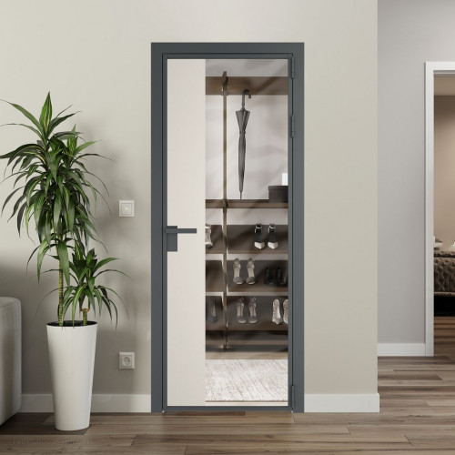 Межкомнатная дверь ProfilDoors 7 AG стекло Прозрачное цвет профиля Серая ночь вставка Перламутр белый
