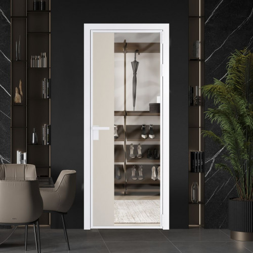 Межкомнатная дверь ProfilDoors 7 AG стекло Прозрачное цвет профиля Вайт вставка Кремовая Магнолия