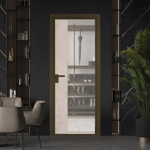 Межкомнатная дверь ProfilDoors 7 AG стекло Рэте цвет профиля Деорэ вставка Каштан светлый