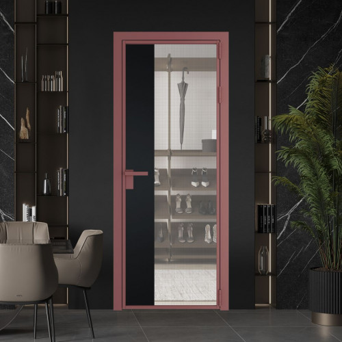 Межкомнатная дверь ProfilDoors 7 AG стекло Рэте цвет профиля Красный антрацит вставка Блэк