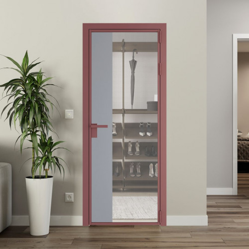 Межкомнатная дверь ProfilDoors 7 AG стекло Рэте цвет профиля Красный антрацит вставка Смоки