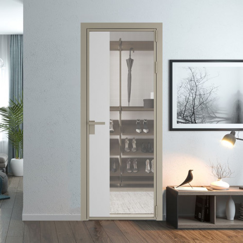 Межкомнатная дверь ProfilDoors 7 AG стекло Рэте цвет профиля Никель матовый вставка Крем Вайт