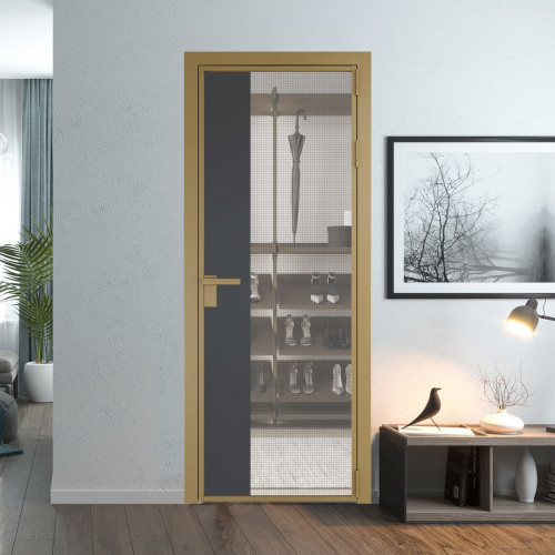 Межкомнатная дверь ProfilDoors 7 AG стекло Рэте цвет профиля Золото вставка Графит