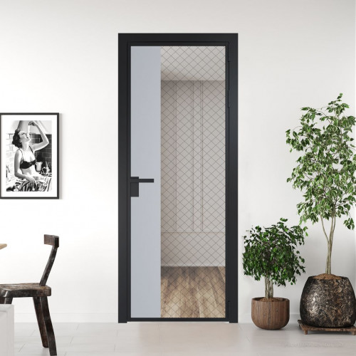 Межкомнатная дверь ProfilDoors 7 AG стекло Ромб черный цвет профиля Черный матовый вставка Лайт Грей